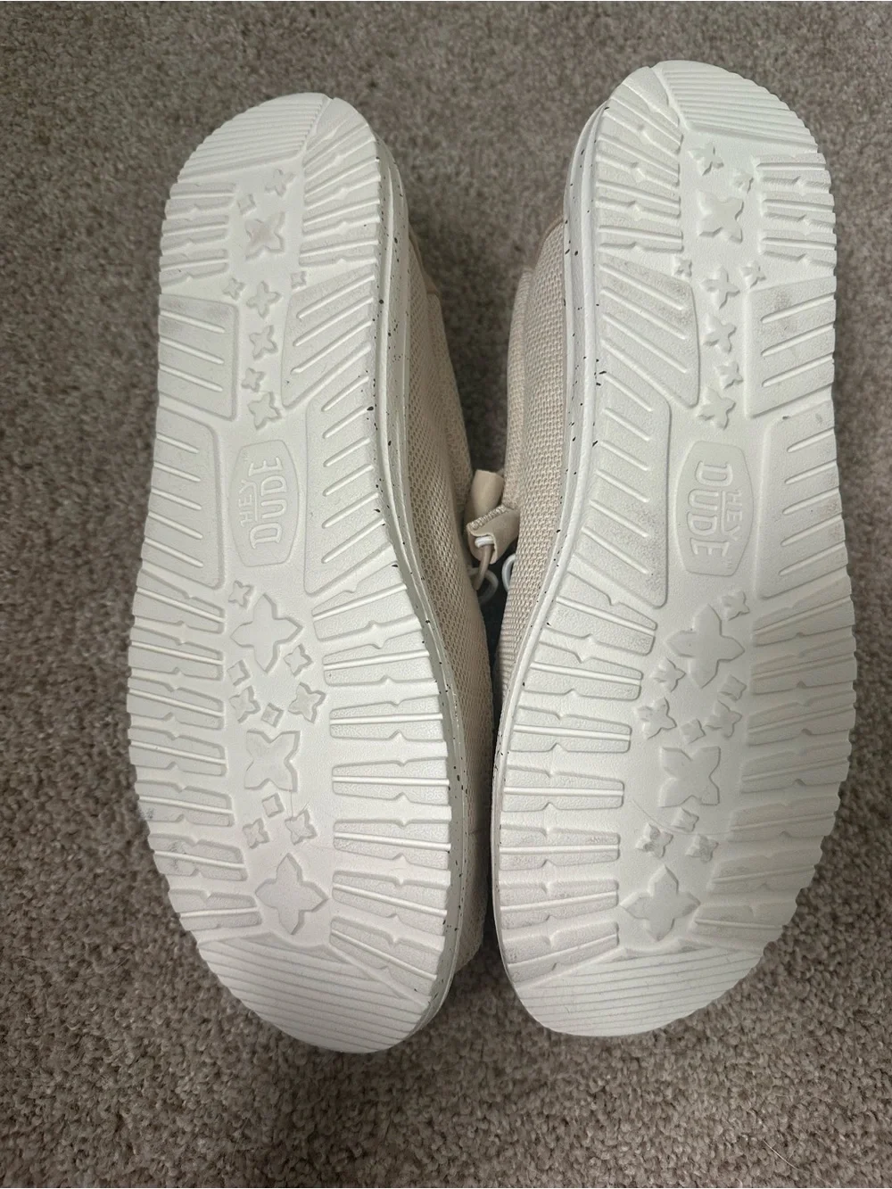 Hey Dude Neutral Knit Slip-On Loafers with Speckled White Sole